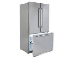 BLACK+DECKER BXREF577NFFDISNX refrigerator with bottom freezer drawer open