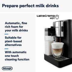 De'Longhi Coffee Machine RIVELIA Fully Automatic Espresso Machine with 22+ Hot & Iced Beverages, Bean Hopper, Color Touch Display, 13 Grinder Settings, LatteCrema, Twin Shot EXAM440.55.B (Europe Made)