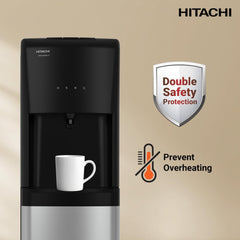 Hitachi UV Water Dispenser – Bottom Loading Compressor Cooling Hot & Cold Child Lock HWDB50000SV (Black/Stainless Steel)