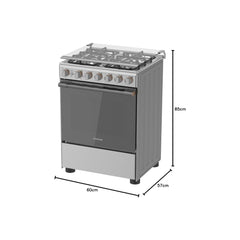 Toshiba Freestanding Gas Cooker 60x60cm 4 Burners Auto Ignition RB2-60G4GE (Stainless Steel)