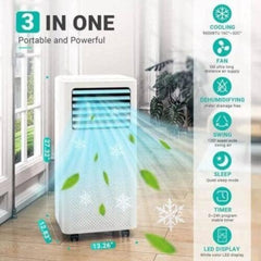 Dalmo 3-in-1 Portable Air Conditioner 9000BTU – Cooling Dehumidifier Fan Mode Digital Control Casters