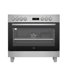 Beko 90×60 cm Freestanding Ceramic Electric Cooker with 5 Zones – 111 L Oven Stainless Steel GM17300GXNS