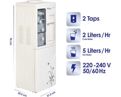 Super General SGL1171 Hot & Cold Water Dispenser with Cabinet, 2 Taps
