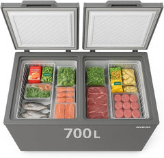 Nikai 700L Gross/600L Net Double Door Deep Freezer | Domestic & Commercial Chest Freezer for Restaurants & Retail Stores | Large-Capacity, Energy-Efficient | NCF700N7DDS | Silver