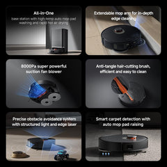 Xiaomi X20 Max Robot Vacuum and Mop, Self-Drying, Auto Mop Washing, 8000Pa Suction, Self-Emptying, Structured light and edge laser obstacle avoidance,Edge cleaning