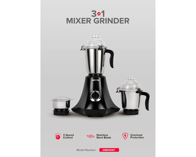 Geepas GSB44067B Mixer Grinder with Stainless Steel Jars & Blades