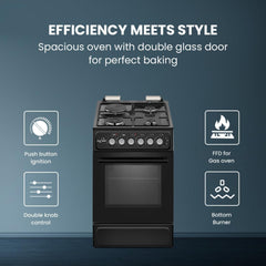 Star Track Freestanding Gas Cooker 50x60cm 3 Burners Full Safety Rotisserie Auto Ignition SG-KL5060-SB