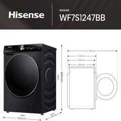Hisense 12 kg Front Load Washing Machine – 1400 RPM Inverter Motor Smart WiFi Auto Dose WF7S1247BB