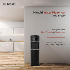 Hitachi Bottom Load Water Dispenser – Hot Cold & Ambient Child Lock Floor Standing HWDB30000 (Black)