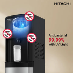 Hitachi UV Water Dispenser – Bottom Loading Compressor Cooling Hot & Cold Child Lock HWDB50000SV (Black/Stainless Steel)