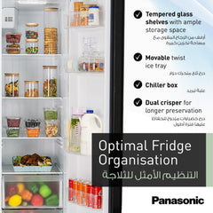 Panasonic Side by Side Refrigerator 734 L – Inverter Compressor Surround Cooling & 10-Year Warranty NR-BS734MSAE