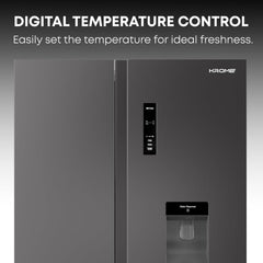Krome Side-by-Side Refrigerator 700L – Inverter Compressor No Frost Water Dispenser KR-SBS 700WIM (Black / Inox)