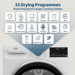 Beko Condenser Tumble Dryer 9 kg – AquaWave Sensor Drying & 15 Programmes DC9W