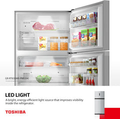 Toshiba 611L Top Mount Refrigerator, Inverter, Pure Air, Ultra Fresh Chiller, No Frost, Twist Ice Maker (Stainless Steel) – GR-RT835WE-PME