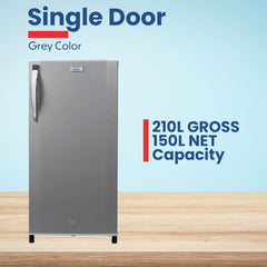 Star Track 210L Single Door Refrigerator with Freezer Box & Adjustable Shelves ST-FRG-210L (Gray)