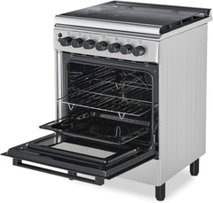 Hoover 60x60 Full Gas Cooker with 4 Gas Burners(1 Wok), Full Safety,Gas Oven & Grill, Auto Ignition, Cast Iron Support, Convection Fan, Oven Lamp, Double Glazed Door - SS HGC-G604G-RS