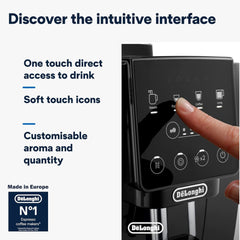 De'Longhi Magnifica Start Fully Automatic Espresso Machine 13 Grinder Settings Manual Milk Frother Twin Shot 5+ Beverages ECAM222.20.B