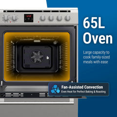 Daewoo Freestanding Ceramic Electric Cooker 60×60cm – 4 Zones Convection Oven Stainless Steel DCC-S664HF