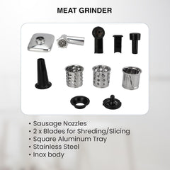 Star Track Meat Grinder 1300W Lock Power Copper Motor Stainless Steel Body ST-BID-MG1300