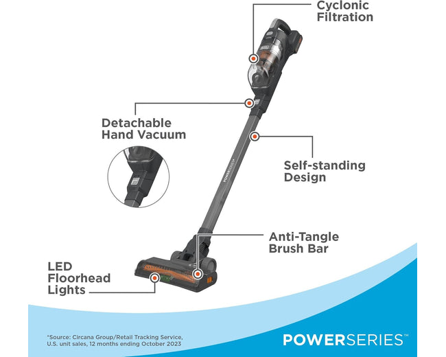 BLACK+DECKER BHFEA18D1 POWERSERIES+ 18V cordless stick vacuum - alternate angle