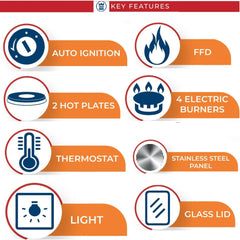 Westpoint 90×60 cm 6 Burners Freestanding Gas Cooker – Stainless Steel WCER-9642E6IBOD