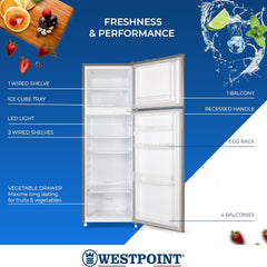 Westpoint 240L Double Door Top mount Refrigerator Freezer WRN-2423EI