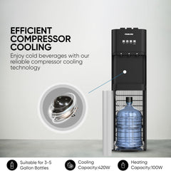 Nikai 3-Tap/Faucet Bottom Loading Water Dispenser – Instant Hot/Cold/Room Temperature, Child Safety Lock, Stainless Steel Reservoir, Suitable for Home and Office, Silver/Black – NWD4000BS