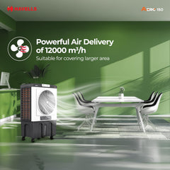 Havells Aero 150 Commercial Air Cooler – 12000m³/h Air Delivery, 4 Leaf Metal Blade Fan, Inverter Compatible, Bacteria Shield Honeycomb Pads, Auto-Fill Technology