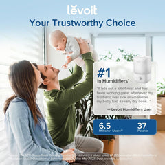 LEVOIT Humidifier for Bedroom, Ultra-Quiet 23dB, Easy to Fill & Clean, Cool Mist Air Humidifier for Home, Baby Nursery & Plants with 360° Rotation Nozzle, Auto Shut-off and Top Fill, Up to 25H