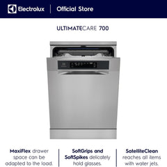 Electrolux 15 Place Settings Freestanding Dishwasher – 8 Programs Inverter Motor SatelliteClean AirDry ESZ89300SX (silver)