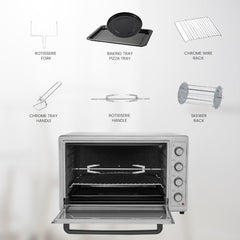 Star Track Electric Oven 100L Self-Clean Rotisserie Convection 2200W 120-Min Timer ST-100SSW-EO2200
