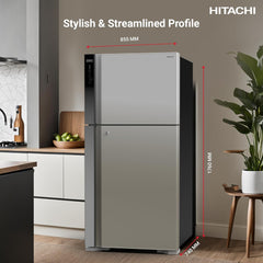 Hitachi Top mount Refrigerator 597 L Inverter Compressor R-V715PUK7K Silver