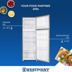 Westpoint 240L Double Door Top mount Refrigerator Freezer WRN-2423EI