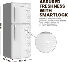 Nikai 200L Gross/127L Net, Double Door Refrigerator, Adjustable Glass Shelves, Defrosting, Temperature Control, Energy Saving R600A Gas, Silent Operation, For Home, Office & Hotels NRF200DN3M Silver