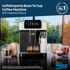 Beko Fully Automatic Coffee Machine with 19 Bar, 2L Water Capacity, 1350W, 12 Hot & Iced Beverages, Touch Display, 600ml Milk Container, Twin Shot, 13 Grinder Settings, Stainless Steel- CEG7304X