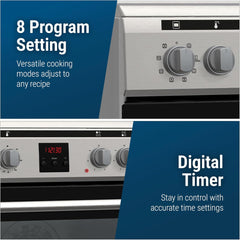 Daewoo Freestanding Ceramic Electric Cooker 60×60cm – 4 Zones Convection Oven Stainless Steel DCC-S664HF