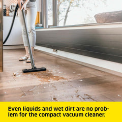 Karcher WD 2 Plus Wet and Dry Vacuum Cleaner with Blower Function, 1000W Power, 12L Impact-Resistant Container, 1.8m Suction Hose, for Home, Garage, Workshop & Car Cleaning, Yellow