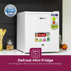 Geepas Mini Refrigerator 60L – Compact Design Adjustable Thermostat & Door Lock GRF654WPEN