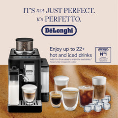 De'Longhi Coffee Machine RIVELIA Fully Automatic Espresso Machine with 22+ Hot & Iced Beverages, Bean Hopper, Color Touch Display, 13 Grinder Settings, LatteCrema, Twin Shot EXAM440.55.B (Europe Made)