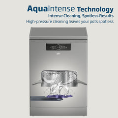 Beko Freestanding Dishwasher 14 Place Settings, 6 Programs, 2 Racks,A++ Energy Rating, Quiet Operation (46 dBA),Sliding Cutlery Basket, BDFN36422SQ (Silver)