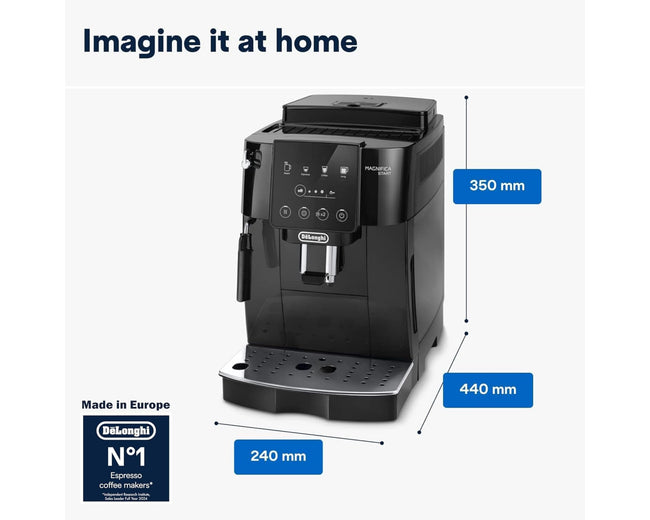 De'Longhi Magnifica Start ECAM222.20.B Bean-to-Cup Espresso Machine with Manual Milk Frother, Black