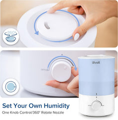 LEVOIT Dual 150 Humidifiers for Bedroom Large Room, 3L Cool Mist Top Fill Essential Oil Diffuser for Baby Nursery and Plants, 360Β° Nozzle, Quiet Rapid Ultrasonic Humidification for Home, Blue, LUH D302 WAE