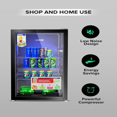 Geepas Showcase Chiller 120L – Quick Cooling Low-E Glass Door & Low Noise GSC1223B