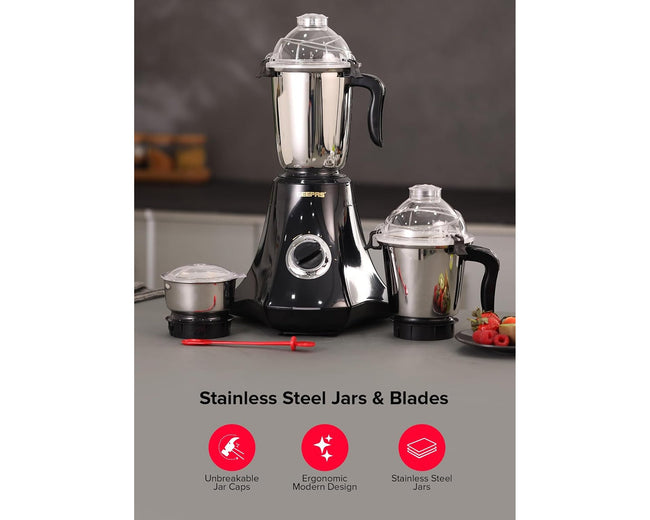 Geepas GSB44067B Mixer Grinder with Stainless Steel Jars & Blades