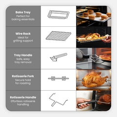 Nikai 46L Electric Oven, 1800W Power, Adjustable Temperature, 7 Heating Stages, 60-Min Timer with Bell Ring, Indicator Light, Keep Warm Function, High-Efficiency Heating, Accessories Included -NT655N2