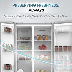 KROME 600L Gross Side By Side Refrigerator with Multi Air Flow System KR-SBS601SM (Silver)
