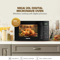 Nikai 20 Liter Microwave Oven – 700W Digital Touch Control 11 Power Levels Auto Menu NMO2110DB