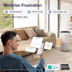 LEVOIT Air Purifiers for Large Home Bedroom 83m², CADR 400m³/h, Alexa Enabled, HEPA Filter with PM2.5 Intelligent Air Quality Sensor, Removes 99.97% Pollen Allergy Dust Smoke Pet, Auto Mode, White
