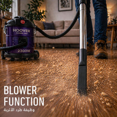 Hoover Power Pro Drum Vacuum Cleaner 22 Litre XL Large Capacity, 2300W with Blower Function for Home & Office Use, Purple, 3 Year Motor Warranty - HT85-T3-ME