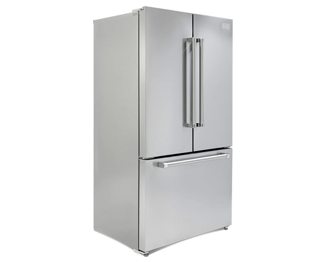 BLACK+DECKER BXREF577NFFDISNX 579L French door fridge, Inox – angled view